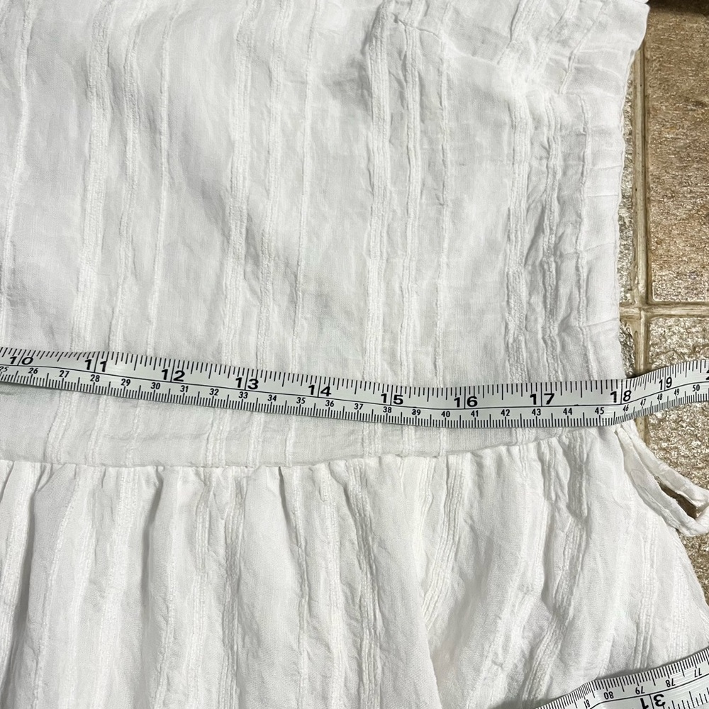 Aeom Textured Ruffle White Mini Dress Women’s Size Medium - Picture 7 of 16
